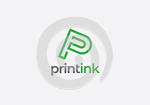 Letter P Print Ink Logo Design