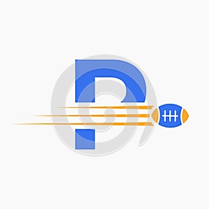 Letter P Rugby, Football Logo Combine With Rugby Ball Icon For American Soccer Club Symbol