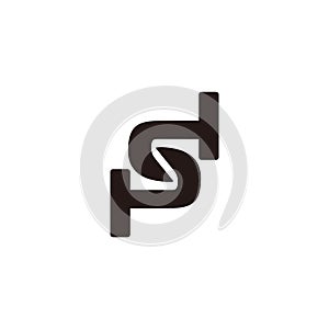 Letter p s d simple geometric linked logo vector