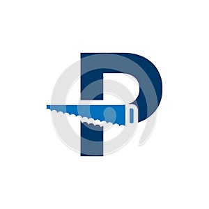 Letter P Saw Logo Design Construction, Renovation and Repairs Logo Design