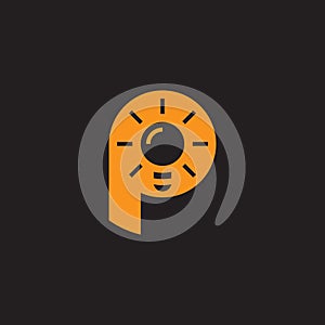 Letter p shine light bulb simple logo vector