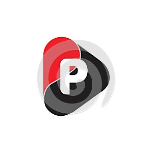 Letter p symbol triangle curves logo vector