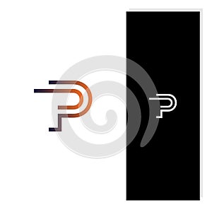 Letter P technology style icon, logo simple and minimalist