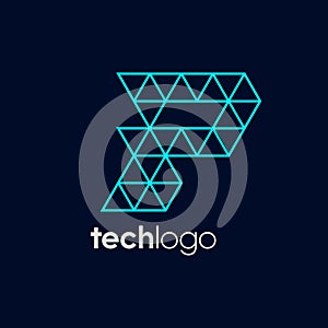 Letter P Triangle Polygon Tech Logo