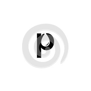 Letter P Water or Oil drop, droplet, liquid in negative space logo design vector