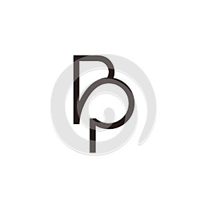 letter pb monoline simple geometric logo vector photo