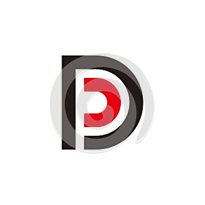 Letter pd simple negative space geometric logo vector