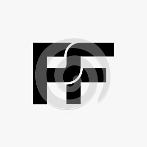 letter Pf or Fp initial monogram unique flat simple logo