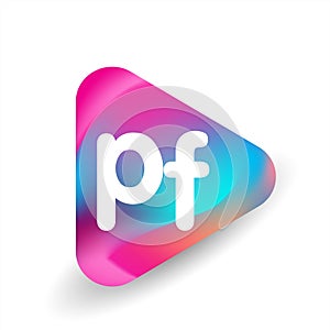 Letter PF logo in triangle shape and colorful background, letter combination logo design for business and company identity