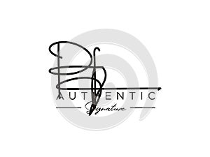 Letter PF Signature Logo Template Vector