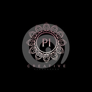 Letter PI Elegant initial logo Lotus vector