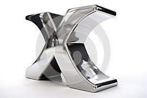 letter x, from polished metal, on white background