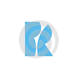 letter pr simple blue geometric logo vector