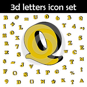 Letter q, alphabet, 3d icon. 3D words, letters icons universal set for web and mobile