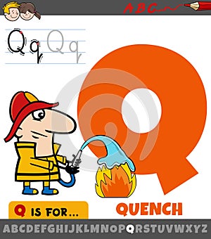 letter Q from alphabet with quench phrase cartoon photo
