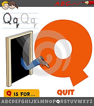 letter Q from alphabet with quit phrase cartoon photo