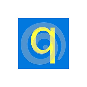 Letter Q in blue color box