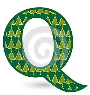 Letter Q christmas festive font icon vector