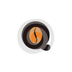 Letter q coffee bean cute design vector