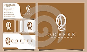 Letter Q coffee house logos design vector illustration with line art style vintage, modern company business card template