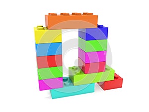 Letter Q concept built from toy bricks