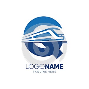 Letter Q Fast Train Logo Design Vector Icon Emblem Symbol Graphic Illustration