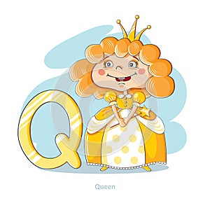 Letter Q with funny Queen