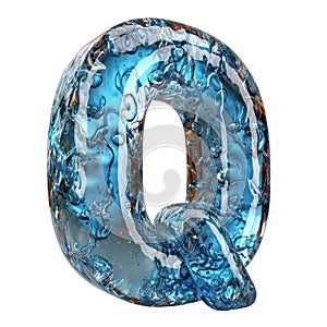 Letter Q Liquid font gel alphabet capital character isolated on white transparent