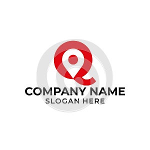 Letter Q logo with location icon. Q pointer logo template, gps logo initial