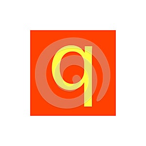 Letter Q in orange color box