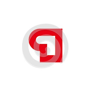 Letter q red arrow simple geometric design logo vector