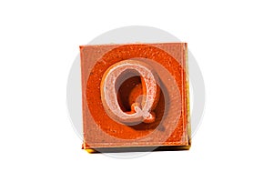 Letter Q. Rubber stamp with wooden handle. Entire alphabet available