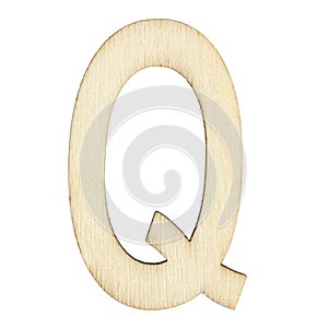 Letter Q of wood with wooden texture