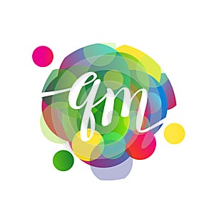 Letter QM logo with colorful splash background, letter combination logo design for creative industry, web, business and company