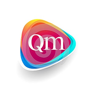 Letter QM logo in triangle shape and colorful background, letter combination logo design for company identity