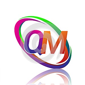 letter QM logotype design for company name colorful swoosh. vector logo for business and company identity