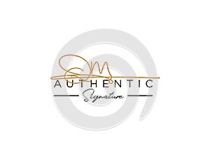 Letter QM Signature Logo Template Vector