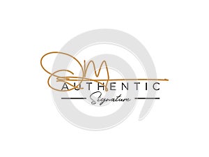 Letter QM Signature Logo Template Vector