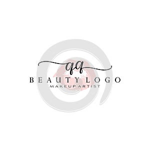 Letter QQ Watercolor Lips Premade Logo Design, Logo for Makeup Artist Business Branding, Blush Beauty Boutique Logo Design,