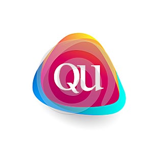 Letter QU logo in triangle shape and colorful background, letter combination logo design for company identity