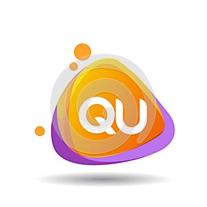 Letter QU logo in triangle splash and colorful background, letter combination logo design for creative industry, web, business and
