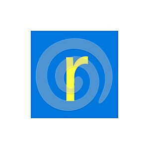 Letter R in blue color box
