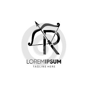 Letter R Bow Archery Logo Design Vector Icon Graphic Emblem Illustration