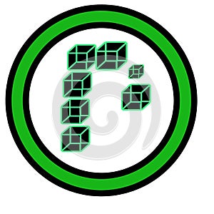 Letter R designed with in a round border,enhanced by the neon look green,which can represent,technology
