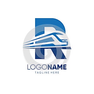 Letter R Fast Train Logo Design Vector Icon Emblem Symbol Graphic Illustration