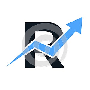 Letter R Financial Logo. Finance and Financial Investment Development Logo Template Concept with Business Growth Arrow