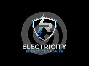 Letter R Flash Thunder Energy Electric simple yet clean professional logo on White Background. for Electrical, construction and se