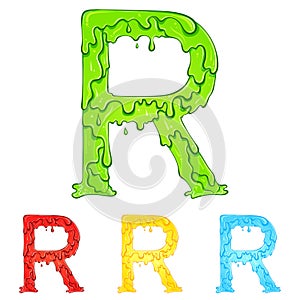 Letter R with flow drops colors