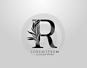 Letter R logo Nature Leaves Logo, alphabetical leaf icon