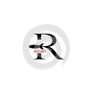 letter R logo template design illustration rocket vector company